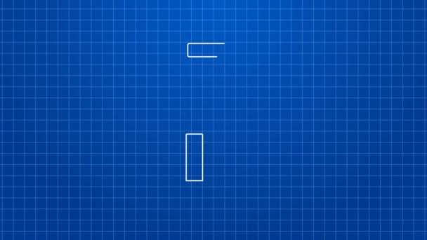 निळा पार्श्वभूमीवर वेगळे व्हाइट लाइन फायर पोकर चिन्ह. 4K व्हिडिओ गती ग्राफिक अॅनिमेशन — स्टॉक व्हिडिओ