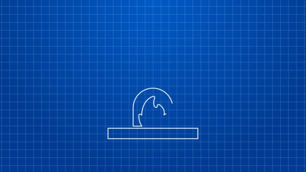 Fehér vonal kovács sütő ikon elszigetelt kék alapon. 4K Videó mozgás grafikus animáció — Stock videók