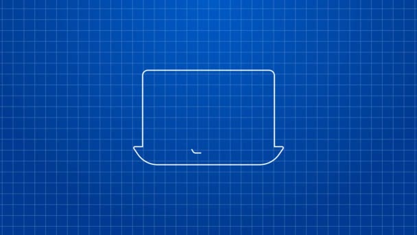 Weiße Linie Laptop mit Kennwort-Benachrichtigungssymbol isoliert auf blauem Hintergrund. Sicherheit, persönlicher Zugang, Benutzerberechtigung, Login-Formular. 4K Video Motion Grafik Animation — Stockvideo