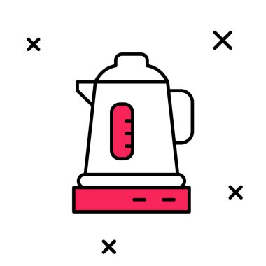 Doldurulmuş elektrik ısıtıcısı simgesi beyaz arkaplanda izole edildi. Çaydanlık ikonu. Vektör