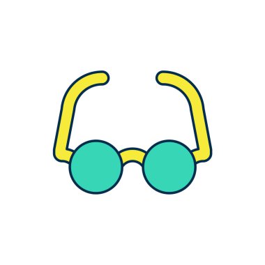 Doldurulmuş Gözlük simgesi beyaz arkaplanda izole edildi. Gözlük çerçevesi sembolü. Vektör