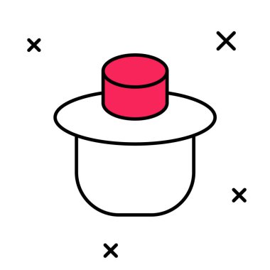 Beyaz arkaplanda izole edilmiş şapka ikonu ile ana hatlarıyla doldurulmuş arıcı. Özel koruyucu üniforma. Vektör