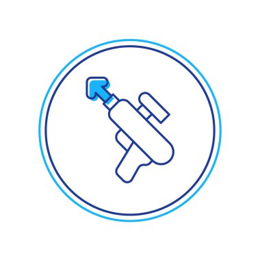 Beyaz arkaplanda izole edilmiş ana hatlı balıkçılık zıpkın simgesi. Suyun altında balık yakalamak için balıkçılık üreticileri. Su altı ekipmanları. Vektör