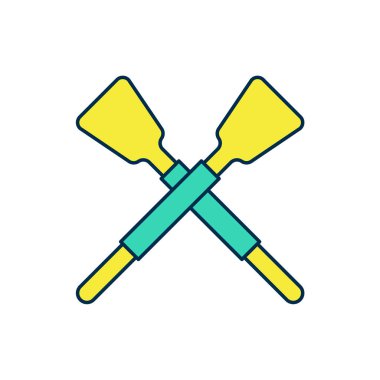 Beyaz arka planda izole edilmiş çizgili çapraz kürek ya da kürek ikonu. Vektör