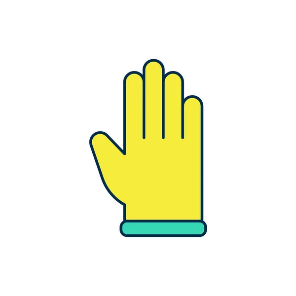 Filled outline Rubber gloves icon isolated on white background. Latex hand protection sign. Housework cleaning equipment symbol. Vector — Stockvector