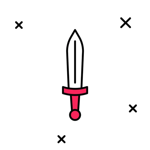 Gefüllte Umrisse Mittelalterliches Schwert-Symbol isoliert auf weißem Hintergrund. Mittelalterliche Waffe. Vektor — Stockvektor