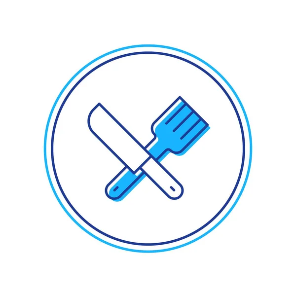 Filled outline Crossed knife and fork icon isolated on white background. Cutlery symbol. Vector — 图库矢量图片
