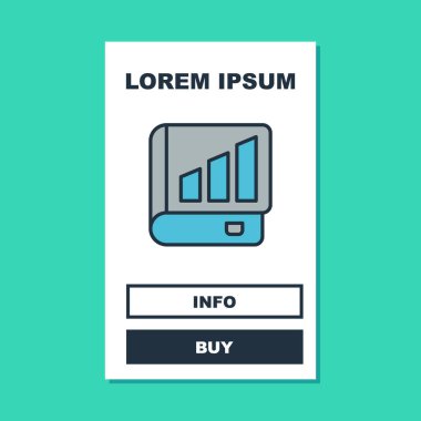 Doldurulmuş Finansal Kitap simgesi turkuaz arka planda izole edildi. Vektör