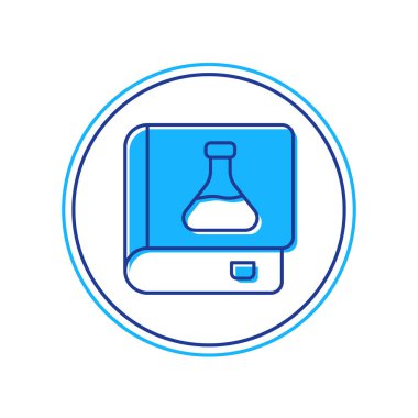 Beyaz arkaplanda izole edilmiş ana hatlı Kimya kitabı simgesi. Vektör