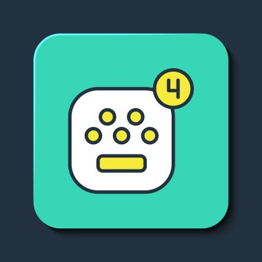 Mavi arkaplanda izole edilmiş ana hatlı Taksi mobil uygulama simgesi. Mobil uygulama taksisi. Turkuaz kare düğme. Vektör