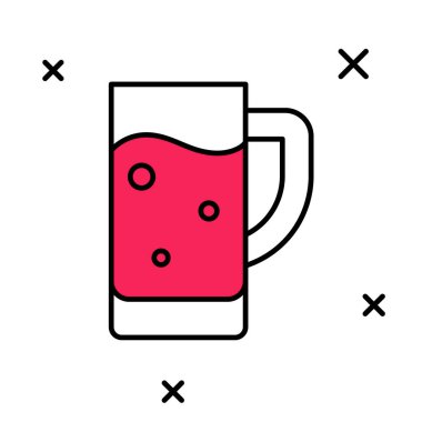 Beyaz arka planda izole edilmiş bira ikonu ana hatlarıyla dolu. Vektör