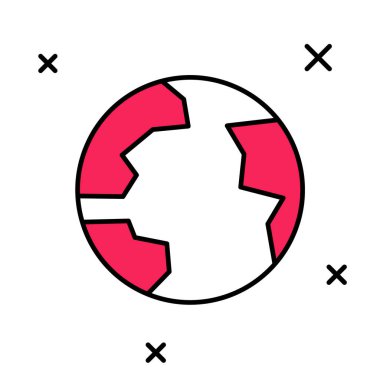 Doldurulmuş dünya çapında simge beyaz arkaplanda izole edildi. Yerküreye iğnele. Vektör