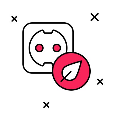 Doldurulmuş elektrik çıkış simgesi beyaz arkaplanda izole edildi. Alternatif enerji. Temiz enerji. Elektrik prizi. Rosette sembolü. Vektör