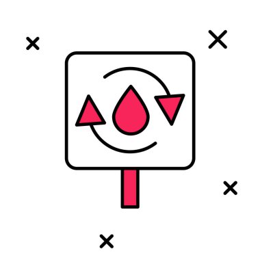 Doldurulmuş ana hatlar temiz su simgesi beyaz arkaplanda izole edildi. İşaret geri dönüşümlü bir damla su. Vektör