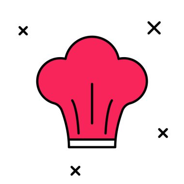 Doldurulmuş Şef şapkası simgesi beyaz arkaplanda izole edildi. Aşçılık sembolü. Aşçı şapkası. Vektör