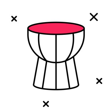 Beyaz arkaplanda izole edilmiş Afrika darbuka davul ikonu. Müzik aleti. Vektör
