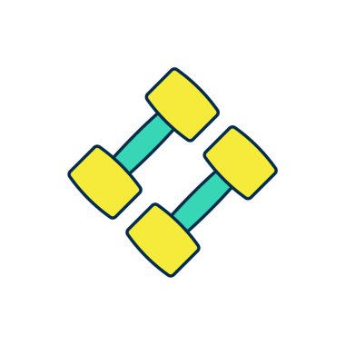 Doldurulmuş Dumbbell simgesi beyaz arkaplanda izole edildi. Kas kaldırma, fitness halteri, spor malzemeleri. Vektör