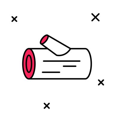 Doldurulmuş tahta logaritma simgesi beyaz arkaplanda izole edildi. Yakacak odun yığını. Vektör