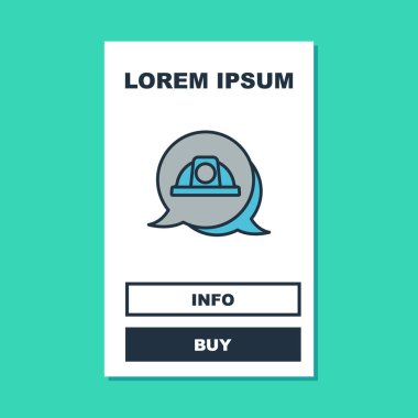 Doldurulmuş İşçi Kaskı simgesi turkuaz arka planda izole edildi. Vektör