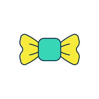 Doldurulmuş çizgili papyon simgesi beyaz arkaplanda izole edildi. Vektör