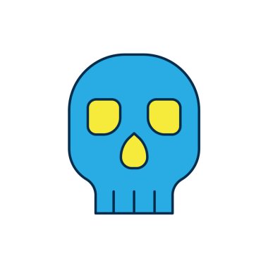 Beyaz arka planda izole edilmiş Skull simgesi dolduruldu. Mutlu Cadılar Bayramı Partisi. Vektör