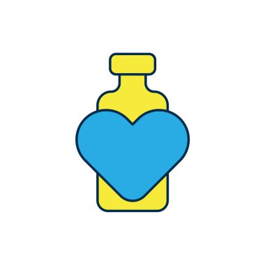 Beyaz arka planda izole edilmiş aşk iksiri ikonu ile ana hatlarıyla doldurulmuş. Sevgililer Günü sembolü. Vektör