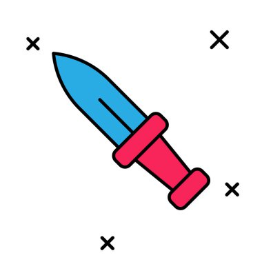 Hançer simgesi beyaz arkaplanda izole edildi. Bıçak ikonu. Keskin bıçaklı kılıç. Vektör