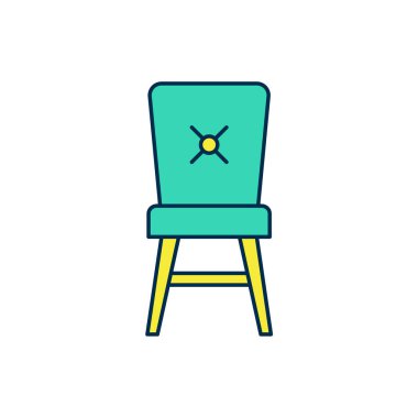 Beyaz arkaplanda izole edilmiş ana hatlı sandalye simgesi. Vektör