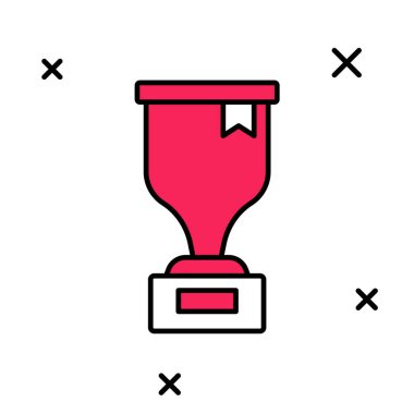 Doldurulmuş taslak ödül kupa simgesi beyaz arkaplanda izole edildi. Galibiyet ödülü sembolü. Şampiyonluk ya da yarışma kupası. Spor başarısı işareti. Vektör