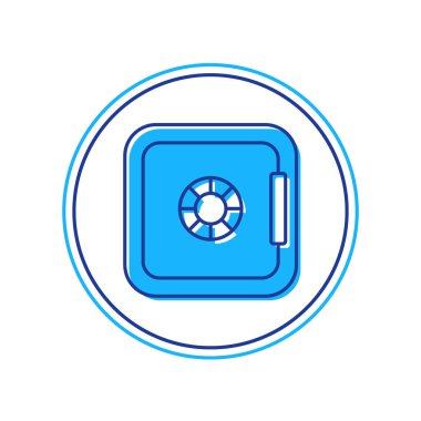 Doldurulmuş Güvenli simge beyaz arkaplanda izole edildi. Kapı, şifreli bir banka kasası. Güvenilir Veri Koruma. Vektör