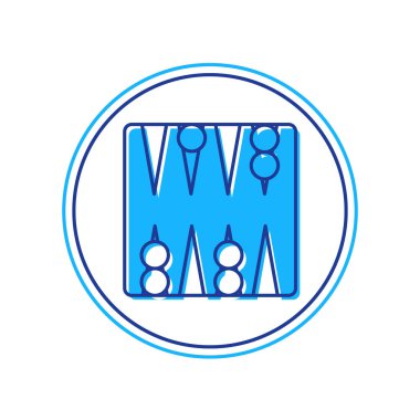 Doldurulmuş ana hatlı tavla tahtası simgesi beyaz arkaplanda izole edildi. Vektör