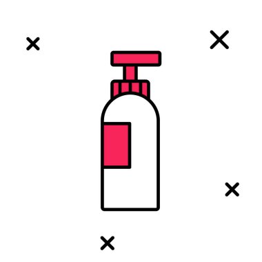 Beyaz arka planda izole edilmiş şampuan ikonu ana hatlarıyla dolu. Vektör