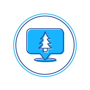 Ormanın ana hatlarını beyaz arka planda izole edilmiş bir harita ikonu üzerinde doldurdum. Vektör