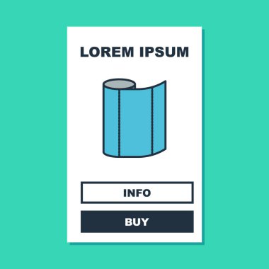 Doldurulmuş Tekstil kumaş rulo simgesi turkuaz arka planda izole edildi. Yuvarlan, paspas, halı, halı, halı ya da kağıt rulo ikonu. Vektör