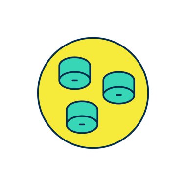 Doldurulmuş ana hatlı suşi simgesi beyaz arkaplanda izole edildi. Geleneksel Japon yemekleri. Vektör