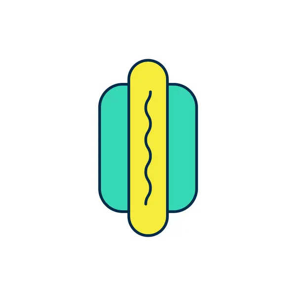 Fylld kontur Hotdog smörgås ikon isolerad på vit bakgrund. Korvikon. Snabbmatsskylt. Vektor — Stock vektor