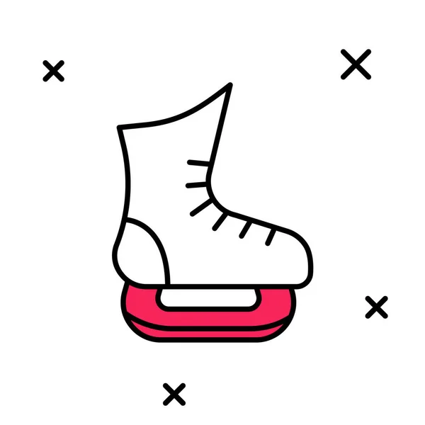 Filled outline Skates icon isolated on white background. Ice skate shoes icon. Sport boots with blades. Vector — Stock Vector