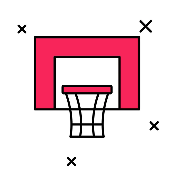 Esquema rellenado Icono de tablero de baloncesto aislado sobre fondo blanco. Vector — Vector de stock