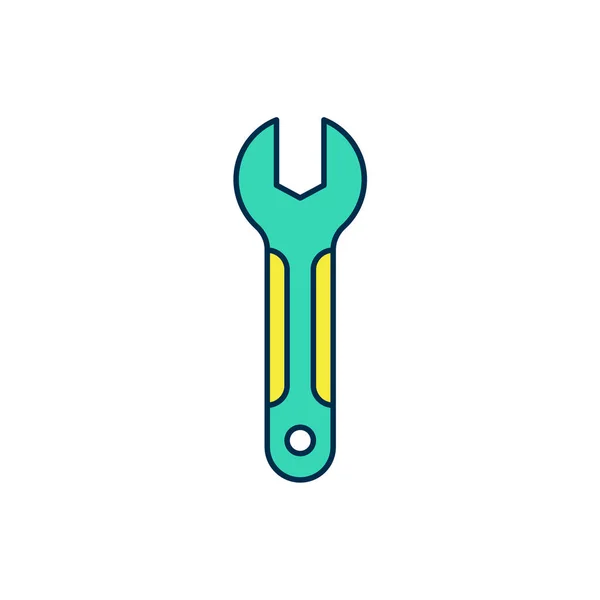 Gevulde omtrek Wrench moersleutel pictogram geïsoleerd op witte achtergrond. Spanner reparatie tool. symbool van het servicewerktuig. Vector — Stockvector