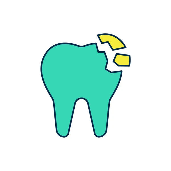 Gefüllte Umrisse Gebrochenes Zahnsymbol isoliert auf weißem Hintergrund. Zahnproblem-Ikone. Zahnpflege-Symbol. Vektor — Stockvektor