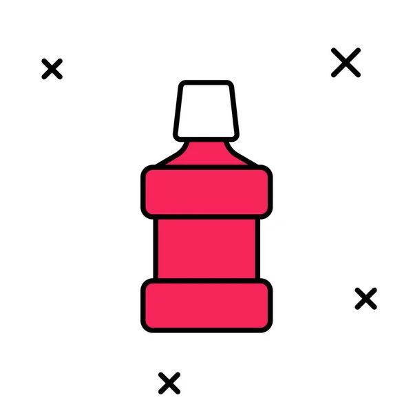 Contour rempli icône bouteille en plastique rince-bouche isolé sur fond blanc. Liquide pour rincer la bouche. Équipement de soins oraux. Vecteur — Image vectorielle