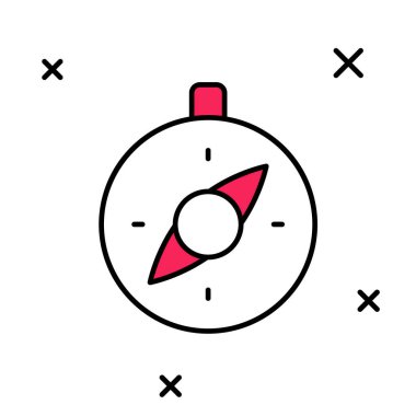 Doldurulmuş pusula simgesi beyaz arkaplanda izole edildi. Rüzgâr yön bulma sembolü. Rüzgar gül işareti. Vektör