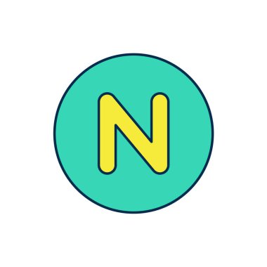 Doldurulmuş Pusula kuzey simgesi beyaz arkaplanda izole edildi. Rüzgâr yön bulma sembolü. Rüzgar gül işareti. Vektör