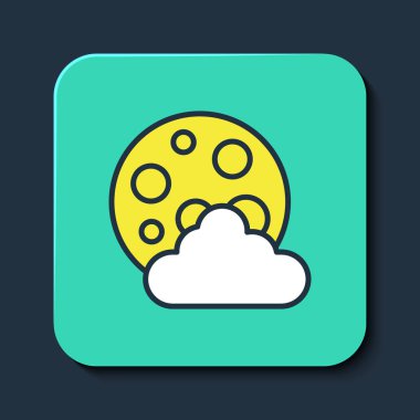 Mavi arka planda izole edilmiş bir Noel gecesi ikonu. Mutlu Noeller ve mutlu yıllar. Turkuaz kare düğme. Vektör