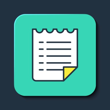 Mavi arkaplandaki dilek listesi şablon simgesi dolduruldu. Turkuaz kare düğme. Vektör