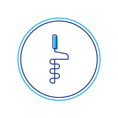 Beyaz arka planda izole edilmiş, kışın balık avlama ikonu olarak kullanılan El matkabı. Vektör