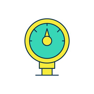 Doldurulmuş motor gaz göstergesi simgesi beyaz arkaplanda izole edildi. Yakıt göstergesi boş. Tam depo göstergesi. Vektör