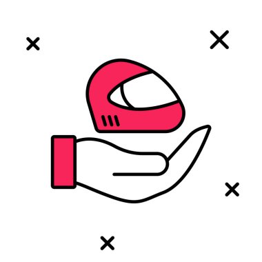 Beyaz arkaplanda izole edilmiş ana hatlı yarış başlığı simgesi. Olağanüstü bir spor. Spor malzemeleri. Vektör