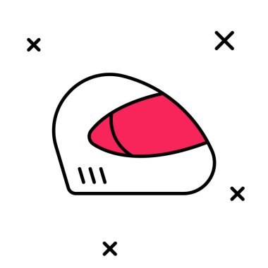 Beyaz arkaplanda izole edilmiş ana hatlı yarış başlığı simgesi. Olağanüstü bir spor. Spor malzemeleri. Vektör