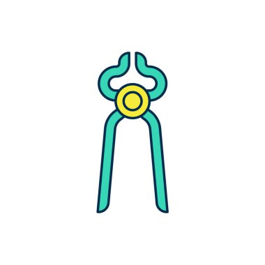 Beyaz zemin üzerinde izole edilmiş ana hatlı Blacksmith pense araç simgesi. Vektör